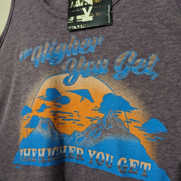 KAVU Racer back Tank in Lilac The Higher You Get Climbing Outdoors Cotton New! - Picture 7 of 7